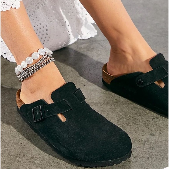 Birkenstock Boston Fur Lined Shearing Sandals/ Clog Shoes (Black) size 37 - Picture 1 of 11